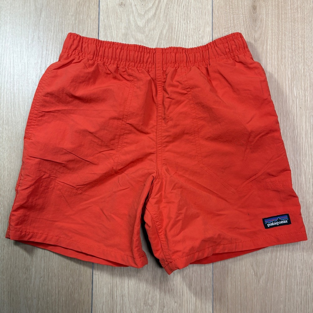 Patagonia Kids Baggies Shorts Orange Medium 10 Nylon Swim Trunks Lined Shorts